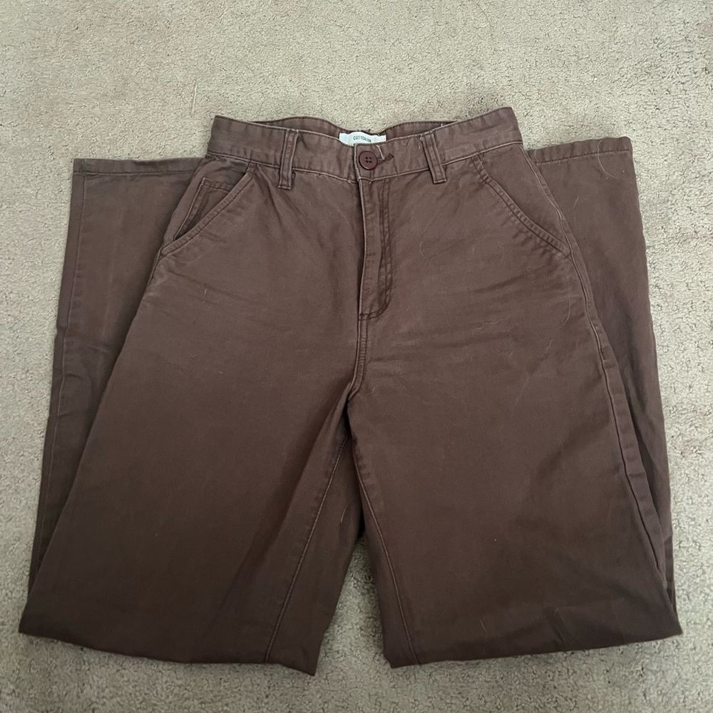 Size 4, brown, high waisted, wide leg pants!